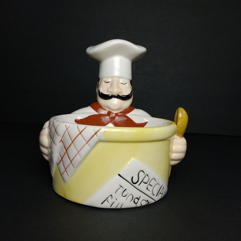Vintage CIB French Chef Holding His Bowl And Wooden Spoon Home Decor